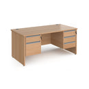 Contract 25 800mm Deep Straight Desk With 2 and 3 Drawer Pedestals & Panel Leg - Beech - NWOF