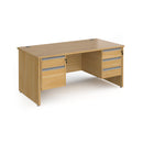 Contract 25 800mm Deep Straight Desk With 2 and 3 Drawer Pedestals & Panel Leg - Oak - NWOF