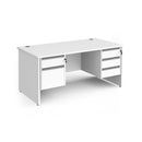 Contract 25 800mm Deep Straight Desk With 2 and 3 Drawer Pedestals & Panel Leg - White - NWOF