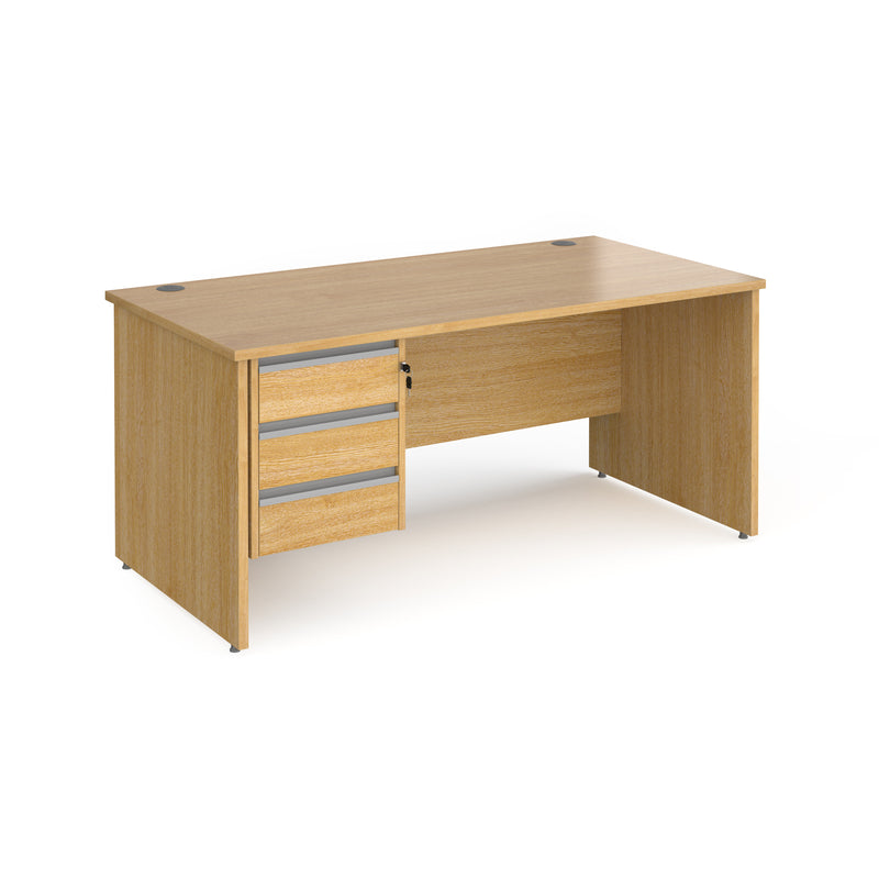 Contract 25 800mm Deep Straight Desk With 3 Drawer Pedestal & Panel Leg - Oak - NWOF