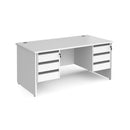 Contract 25 800mm Deep Straight Desk With 3 and 3 Drawer Pedestals & Panel Leg - White - NWOF
