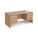 Contract 25 800mm Deep Straight Desk With 3 and 3 Drawer Pedestals & Panel Leg - Beech - NWOF