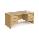 Contract 25 800mm Deep Straight Desk With 3 and 3 Drawer Pedestals & Panel Leg - Oak - NWOF
