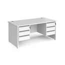 Contract 25 800mm Deep Straight Desk With 3 and 3 Drawer Pedestals & Panel Leg - White - NWOF