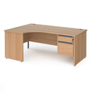 Contract 25 Ergonomic Desk With Panel Leg & 2 Drawer Pedestal - Beech - NWOF
