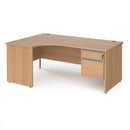 Contract 25 Ergonomic Desk With Panel Leg & 2 Drawer Pedestal - Beech - NWOF