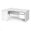 Contract 25 Ergonomic Desk With Panel Leg & 2 Drawer Pedestal - White - NWOF