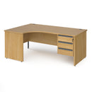 Contract 25 Ergonomic Desk With Panel Leg & 3 Drawer Pedestal - Oak - NWOF
