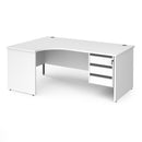 Contract 25 Ergonomic Desk With Panel Leg & 3 Drawer Pedestal - White - NWOF