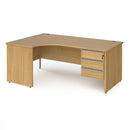 Contract 25 Ergonomic Desk With Panel Leg & 3 Drawer Pedestal - Oak - NWOF