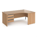 Contract 25 Ergonomic Desk With Panel Leg & 3 Drawer Pedestal - Beech - NWOF