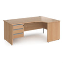 Contract 25 Ergonomic Desk With Panel Leg & 3 Drawer Pedestal - Beech - NWOF