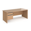 Contract 25 800mm Deep Straight Desk With 2 Drawer Pedestal & Panel Leg - Beech - NWOF