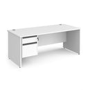 Contract 25 800mm Deep Straight Desk With 2 Drawer Pedestal & Panel Leg - White - NWOF
