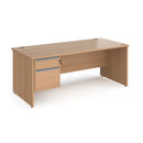 Contract 25 800mm Deep Straight Desk With 2 Drawer Pedestal & Panel Leg - Beech - NWOF