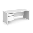 Contract 25 800mm Deep Straight Desk With 2 Drawer Pedestal & Panel Leg - White - NWOF