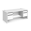 Contract 25 800mm Deep Straight Desk With 2 and 2 Drawer Pedestals & Panel Leg - White - NWOF