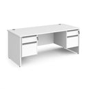 Contract 25 800mm Deep Straight Desk With 2 and 2 Drawer Pedestals & Panel Leg - White - NWOF
