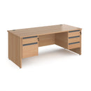 Contract 25 800mm Deep Straight Desk With 2 and 3 Drawer Pedestals & Panel Leg - Beech - NWOF