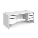 Contract 25 800mm Deep Straight Desk With 2 and 3 Drawer Pedestals & Panel Leg - White - NWOF