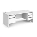 Contract 25 800mm Deep Straight Desk With 2 and 3 Drawer Pedestals & Panel Leg - White - NWOF