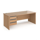 Contract 25 800mm Deep Straight Desk With 3 Drawer Pedestal & Panel Leg - Beech - NWOF