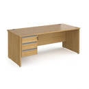 Contract 25 800mm Deep Straight Desk With 3 Drawer Pedestal & Panel Leg - Oak - NWOF