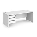 Contract 25 800mm Deep Straight Desk With 3 Drawer Pedestal & Panel Leg - White - NWOF