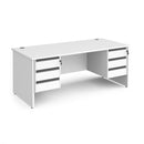 Contract 25 800mm Deep Straight Desk With 3 and 3 Drawer Pedestals & Panel Leg - White - NWOF