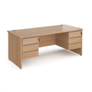Contract 25 800mm Deep Straight Desk With 3 and 3 Drawer Pedestals & Panel Leg - Beech - NWOF