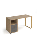 Cairo Straight Desk With Sleigh Frame Legs & Support Pedestal With Drawers - NWOF