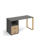 Cairo Straight Desk With Sleigh Frame Legs & Support Pedestal With Drawers - NWOF