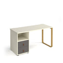 Cairo Straight Desk With Sleigh Frame Legs & Support Pedestal With Drawers - NWOF