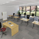 Rectangular Folding Leg Table With Curved Foot Rails - Beech - NWOF