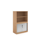 Dams Systems Combination Unit with tambour doors and open top, made of beech wood, featuring a sleek, modern design for storage.