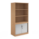 Dams Systems Combination Unit with tambour doors and open top in beech wood finish, featuring a modern storage design.