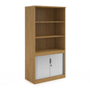 Dams Systems Combination Unit with tambour doors and open top in oak, showcasing versatile storage and stylish design.
