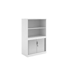 White Dams Systems Combination Unit with tambour doors and open top for versatile storage and organization.
