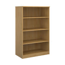 Dams Deluxe Oak Bookcase with multiple shelves and open storage, showcasing a sturdy wooden design for home or office use.