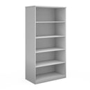 White Dams Deluxe Bookcase with multiple shelves and open storage, perfect for organizing books and decor.