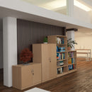 Dams Deluxe Cupboard in oak with beech interior, featuring sleek storage doors and modern design for home organization.