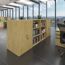Dams oak contract bookcase with multiple shelves, featuring a sturdy wooden design and natural oak finish.