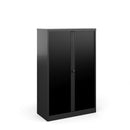 Black Bisley Systems Tambour Cupboard by Dams with sliding tambour doors and sturdy metal construction.