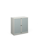 Dams Bisley Systems Grey Tambour Cupboard with sliding doors and metal frame for secure storage