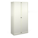 White Bisley Systems Tambour Cupboard by Dams with sliding tambour door and modern storage design.