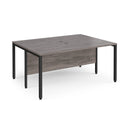 Dams Maestro 25 600mm deep back-to-back straight desks with bench legs in grey oak finish, showing sleek modern office setup.