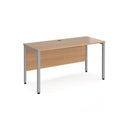 Dams Maestro 25 600mm deep straight desk with bench leg in beech finish, featuring a sturdy wood surface and modern design.