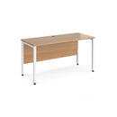 Dams Maestro 25 600mm deep straight desk with bench leg in beech finish, showing the sleek tabletop and sturdy metal frame.