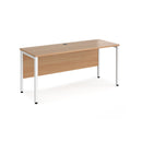 Dams Maestro 25 600mm deep straight desk with bench leg in beech finish, featuring a sleek, modern office workspace design.