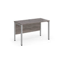 Dams Maestro 25 600mm deep straight desk with bench leg in grey oak finish, showcasing modern office workspace design